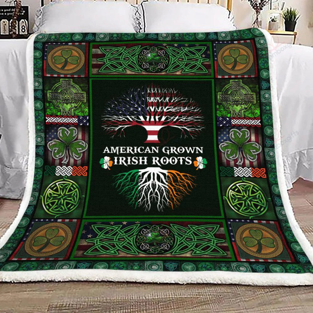 American Grow Irish Roots  Sherpa Fleece Blanket &Quilt