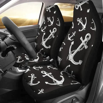 Anchor Black White Spots Pattern Printed Car Seat Covers