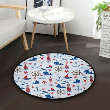 PF 3D Printed Anchor Lighthouse Round Rug  Living Room Rug