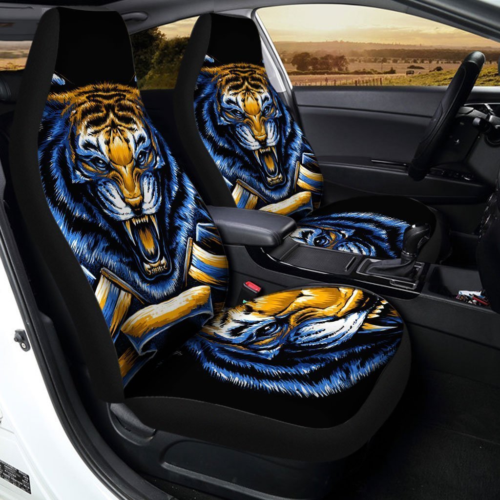 Angry Tiger Face Car Seat Covers Custom Tiger Car Accessories - Gearcarcover - 1