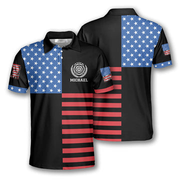 Archery American Flag Logo Custom Archery Shirts for Men, Custom Archery Shirts for Team, Men's Archery Polo Shirts