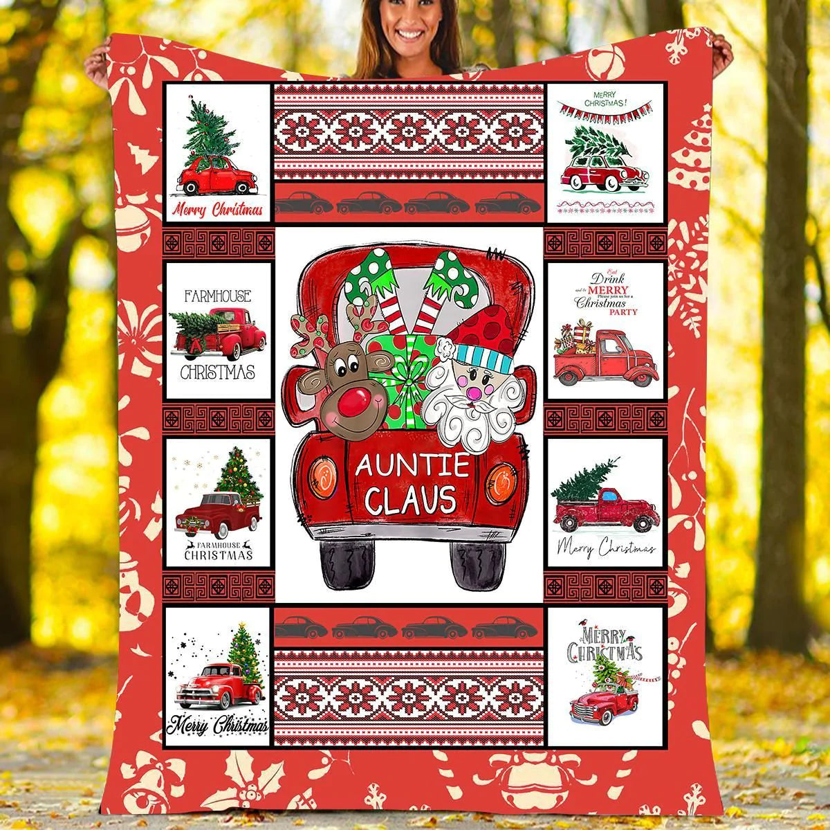 Auntie Claus Christmas Sherpa Fleece Blanket quilt