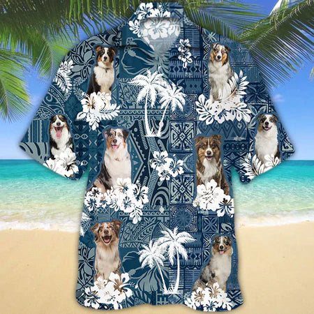 Australian Shepherd Hawaiian Shirt, Dog Hawaiian Shirt Men women, Short Sleeve Hawaiian Aloha Shirt