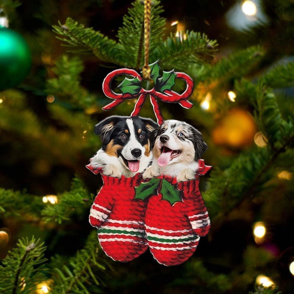 Australian Shepherd Inside Your Gloves Christmas Holiday Two Sided Ornament, Gift For Dog Lovers