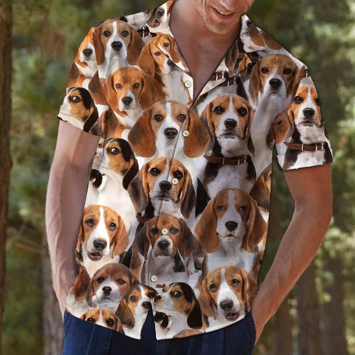 Awesome Beagle Dog Face Gift For Dog Lovers Hawaiian Shirt, Short Sleeve Hawaiian Aloha Shirt