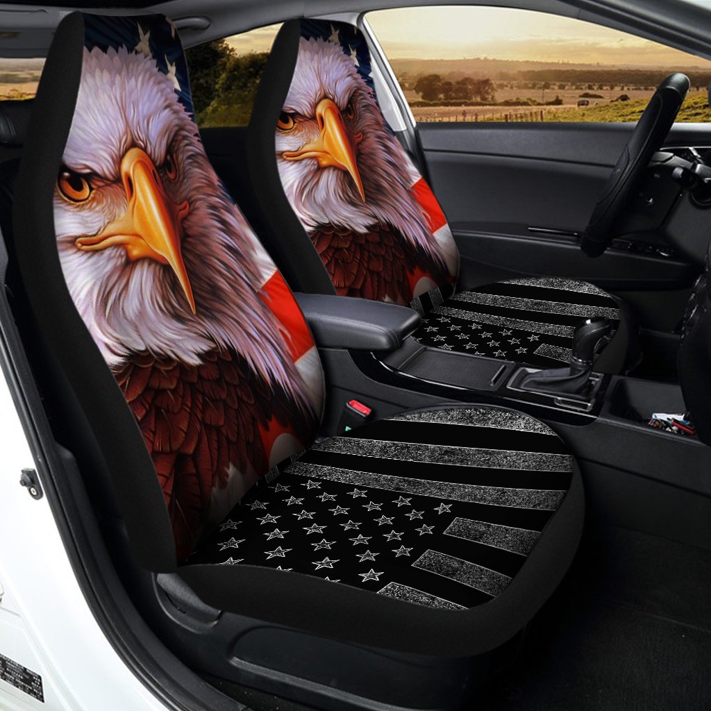 Bald Eagle Car Seat Covers Custom American Flag Car Accessories - Gearcarcover - 1