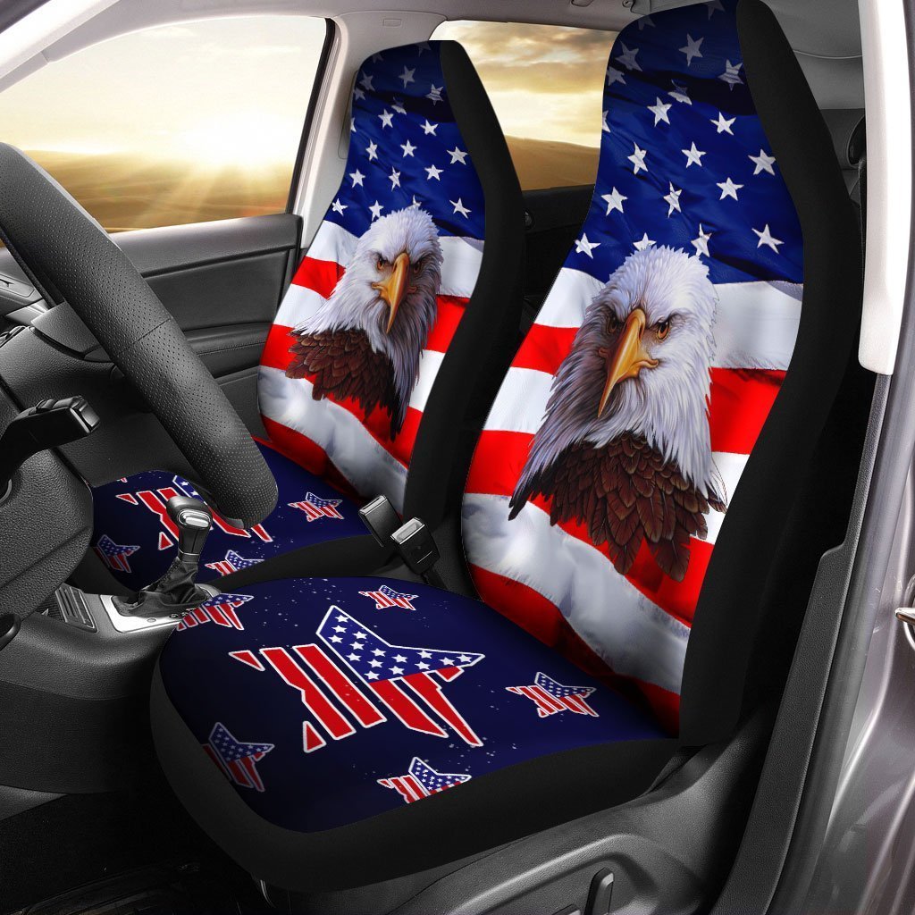 Bald Eagle Car Seat Covers Custom US Flag Car interior Accessories - Gearcarcover - 1