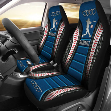 Baseball Ad Heart Car Seat Blue Covers, Seat Covers Set of Two, Automotive Seat Covers Set