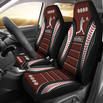 Baseball Ad Heart Car Seat Red Balls Covers, Seat Covers Set of Two, Automotive Seat Covers Set