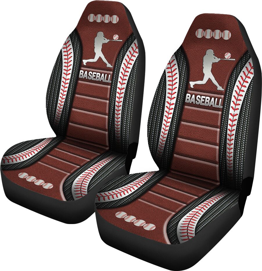 Baseball Ad Heart Car Seat Red Balls Covers, Seat Covers Set of Two, Automotive Seat Covers Set