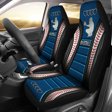 Baseball Catcher Ad Heart Car Seat Blue Boy Covers, Seat Covers Set of Two, Automotive Seat Covers Set