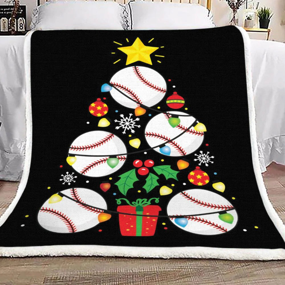 Baseball Christmas Sherpa Fleece Blanket