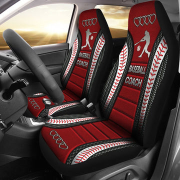 Baseball Coach Ad Heart Car Seat Red Covers, Seat Covers Set of Two, Automotive Seat Covers Set