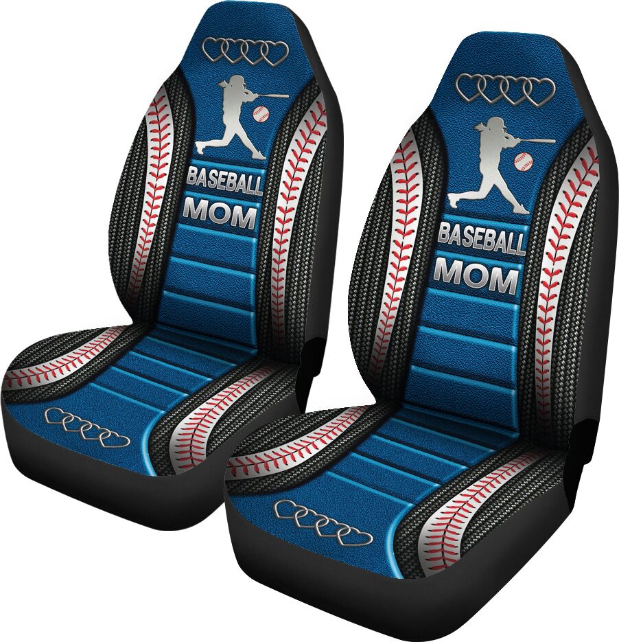 Baseball Mom Ad Heart Car Seat Blue Covers, Seat Covers Set of Two, Automotive Seat Covers Set