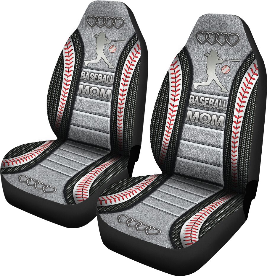 Baseball Mom Ad Heart Car Seat Covers, Seat Covers Set of Two, Automotive Seat Covers Set