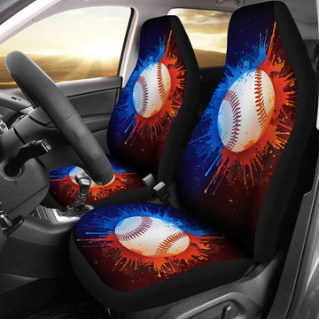 Baseball Paint Splatter Car Seat Covers, Seat Covers Set of Two, Automotive Seat Covers Set