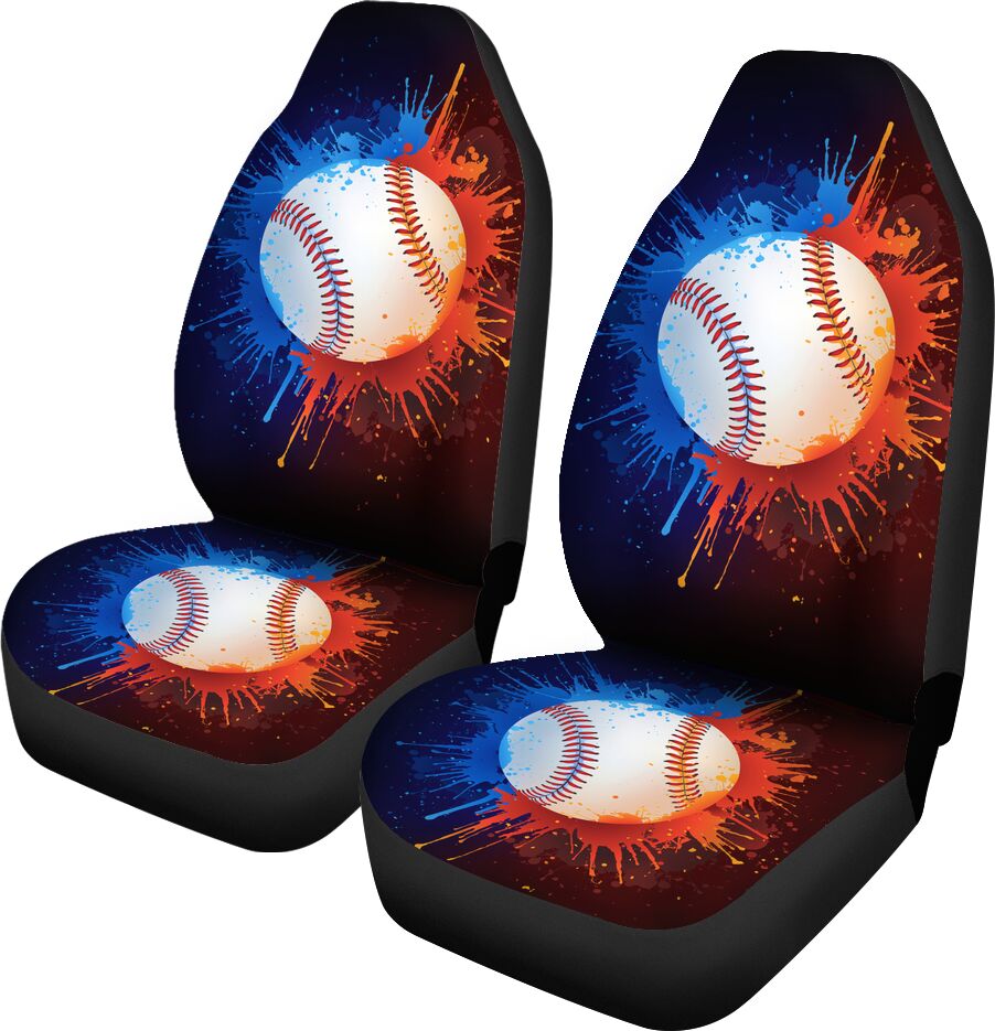 Baseball Paint Splatter Car Seat Covers, Seat Covers Set of Two, Automotive Seat Covers Set