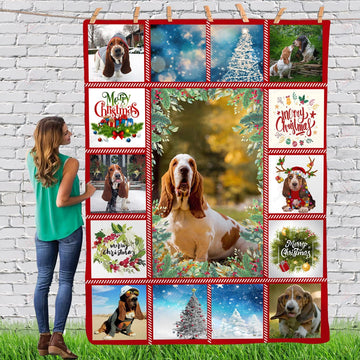Basset Hound Gorgeous Merry Christmas Dog Reindeer Xmas  Blanket quilt