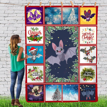 Bat Gorgeous Merry Christmas Animal Reindeer Xmas  Blanket quilt