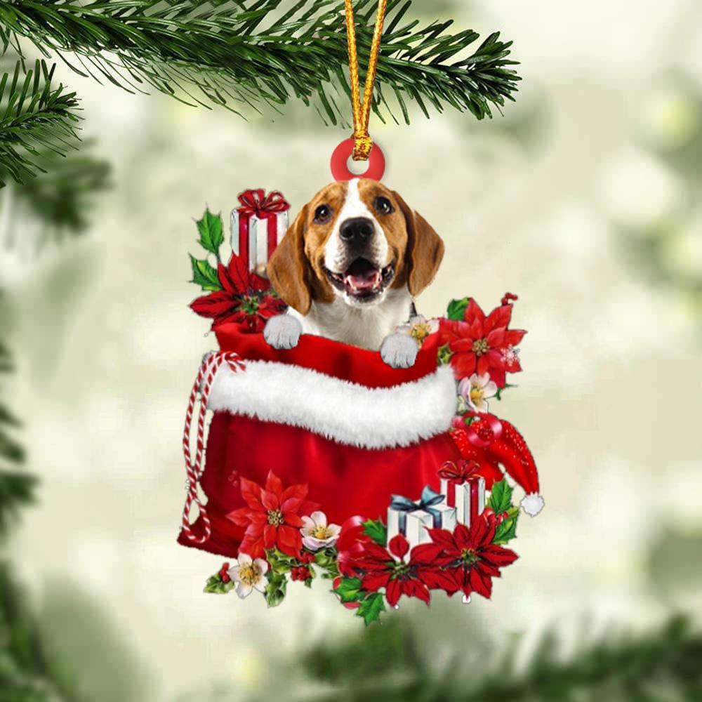 Beagle In Gift Bag Christmas Ornament, Gift For Dog Lovers