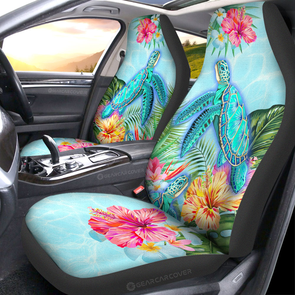 Beautiful Turtle Car Seat Covers Custom Flower Hibiscus Car Accessories - Gearcarcover - 1