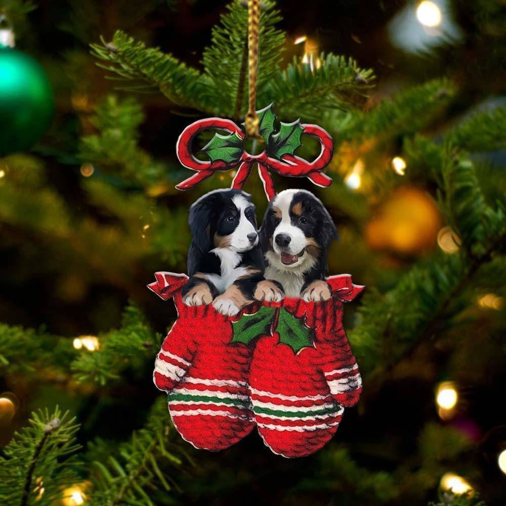 Bernese Mountain Inside Your Gloves Christmas Holiday Two Sided Ornament, Gift For Dog Lovers