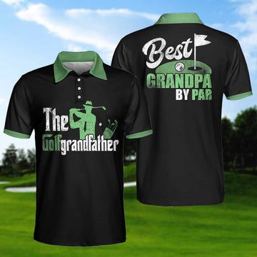 Best Grandpa By Par Short Sleeve Golf Polo Shirt The Godfather Theme Polo Shirt Best Golf Shirt For Men - 1
