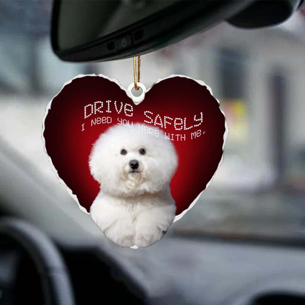 Bichon Frise Drive Safely Car Hanging Ornament, Gift For Dog Lover