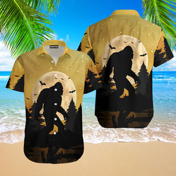 Bigfoot In The Moonlight Aloha Hawaiian Shirts For Men & For Women