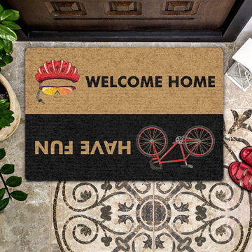 Bike Lovers Door Mat Welcome Home Have Fun