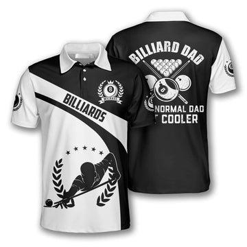 Billiard Dad Black White Version Custom Billiard Shirts for Men, Custom Billiard Shirts for Team, Billiard Polo Shirts