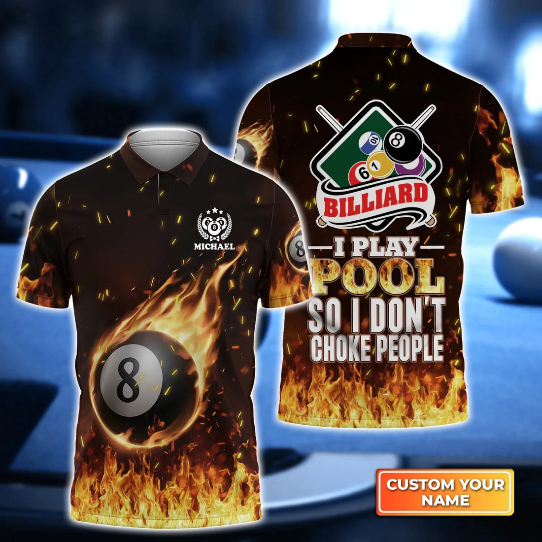 Dave Pool 8 Ball I'd Hit That Personalized Name 3D Polo Shirt, Gift For Billiard Players