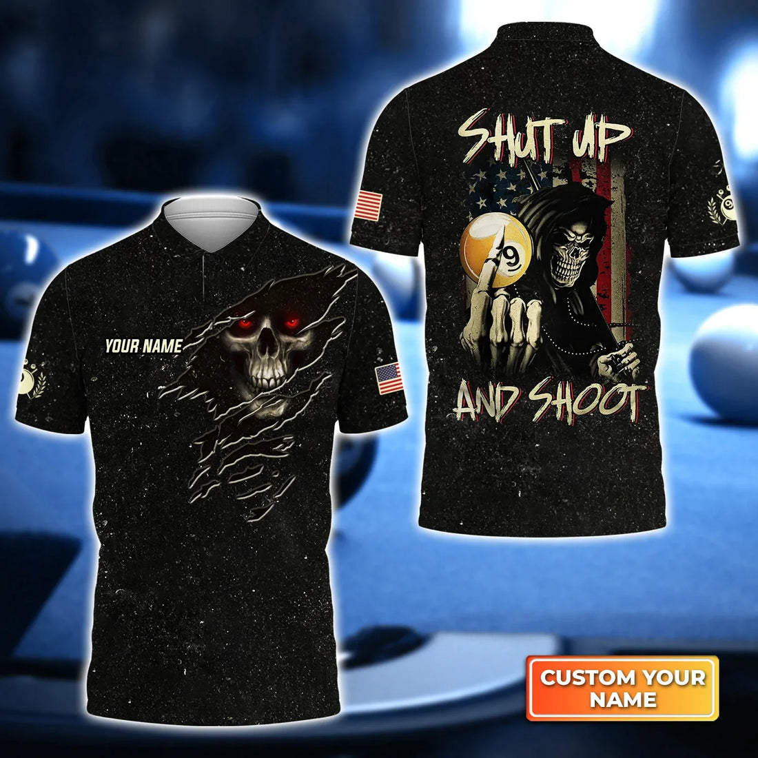 Dead Stroke Pool 8 Ball Skull On Fire 3D Polo Shirt, Billiard shirt for men, Gift For Billiard Players