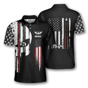 Billiard Punisher Skull Flag Custom Billiard Shirts for Men, Custom Billiard Shirts for Team, Men's Billiard Polo Shirts