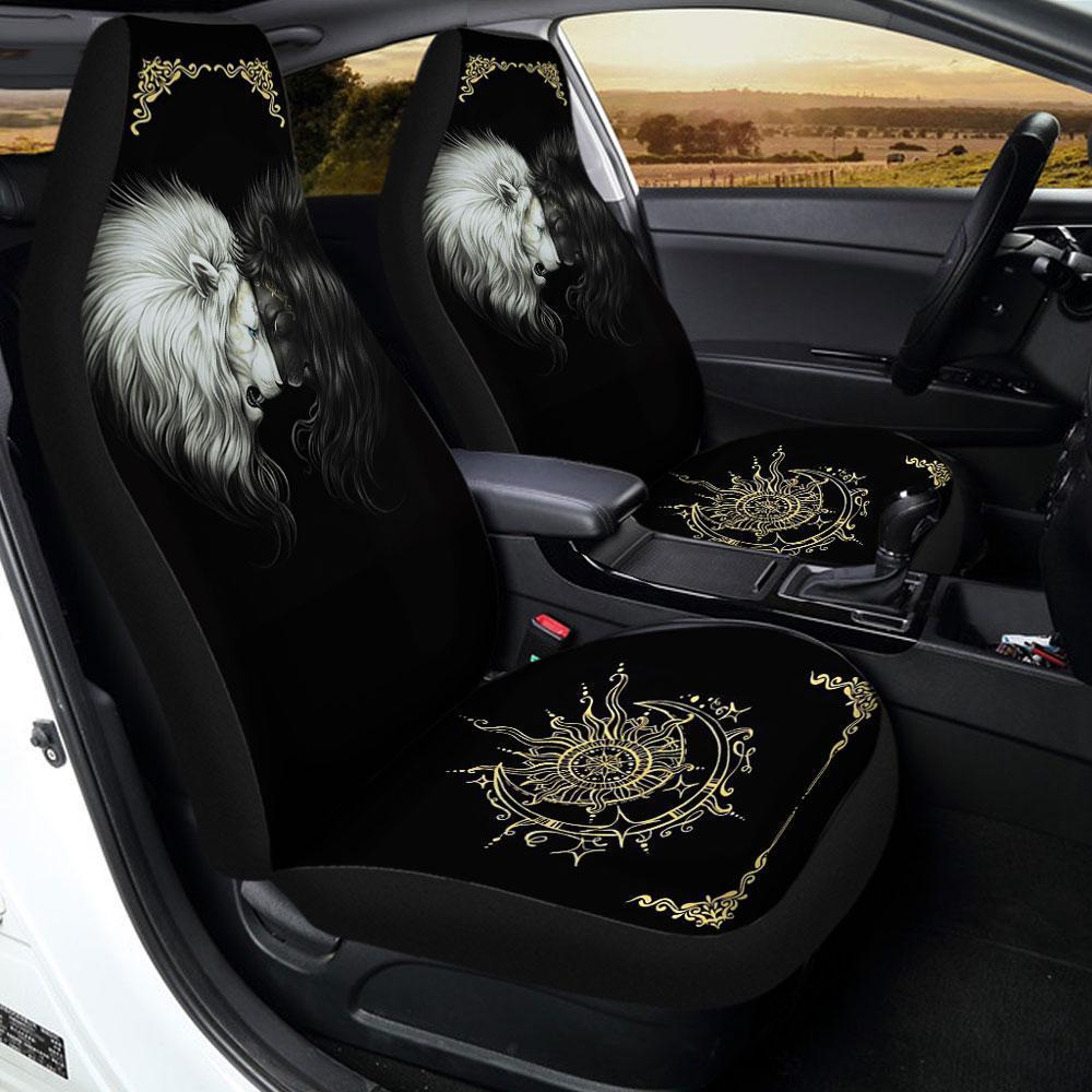 Black and White Lion Car Seat Covers - Gearcarcover - 1