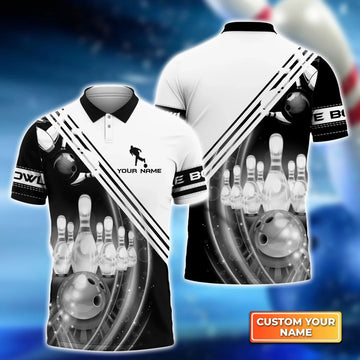 Personalized Name Bowling Ball 3D Polo Shirt, Men's Polo Shirt, Polo Shirt for Sport Team Men Women