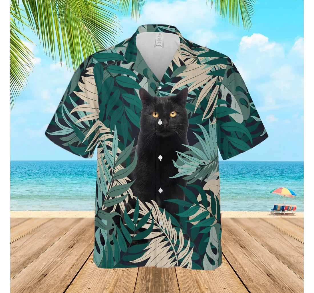 Black Cat Hawaiian Shirt, Button Up Aloha Shirt For Men, Women
