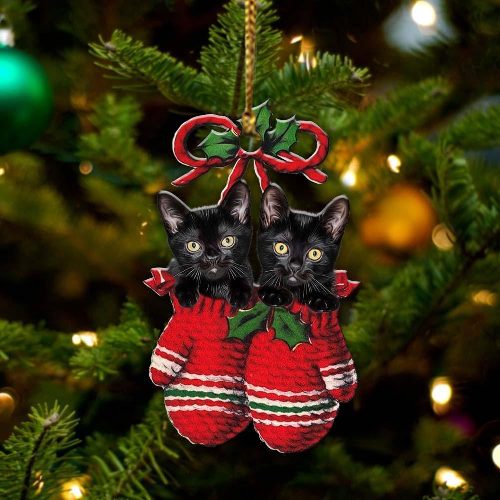 Black Cat Inside Your Gloves Christmas Holiday Two Sided Ornament, Gift For Dog Lovers