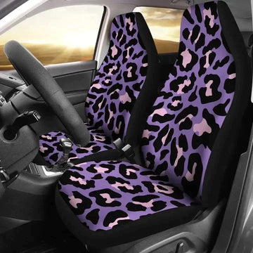 Black Cheetah Purple Neon Pattern Printed Car Seat Covers