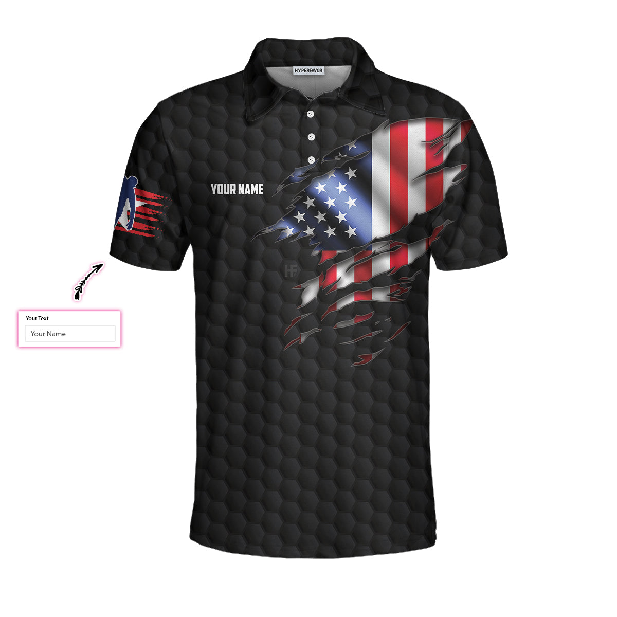 Black American Flag Bowling Custom Polo Shirt Personalized American Flag Bowling Shirt For Bowling Fans - 3