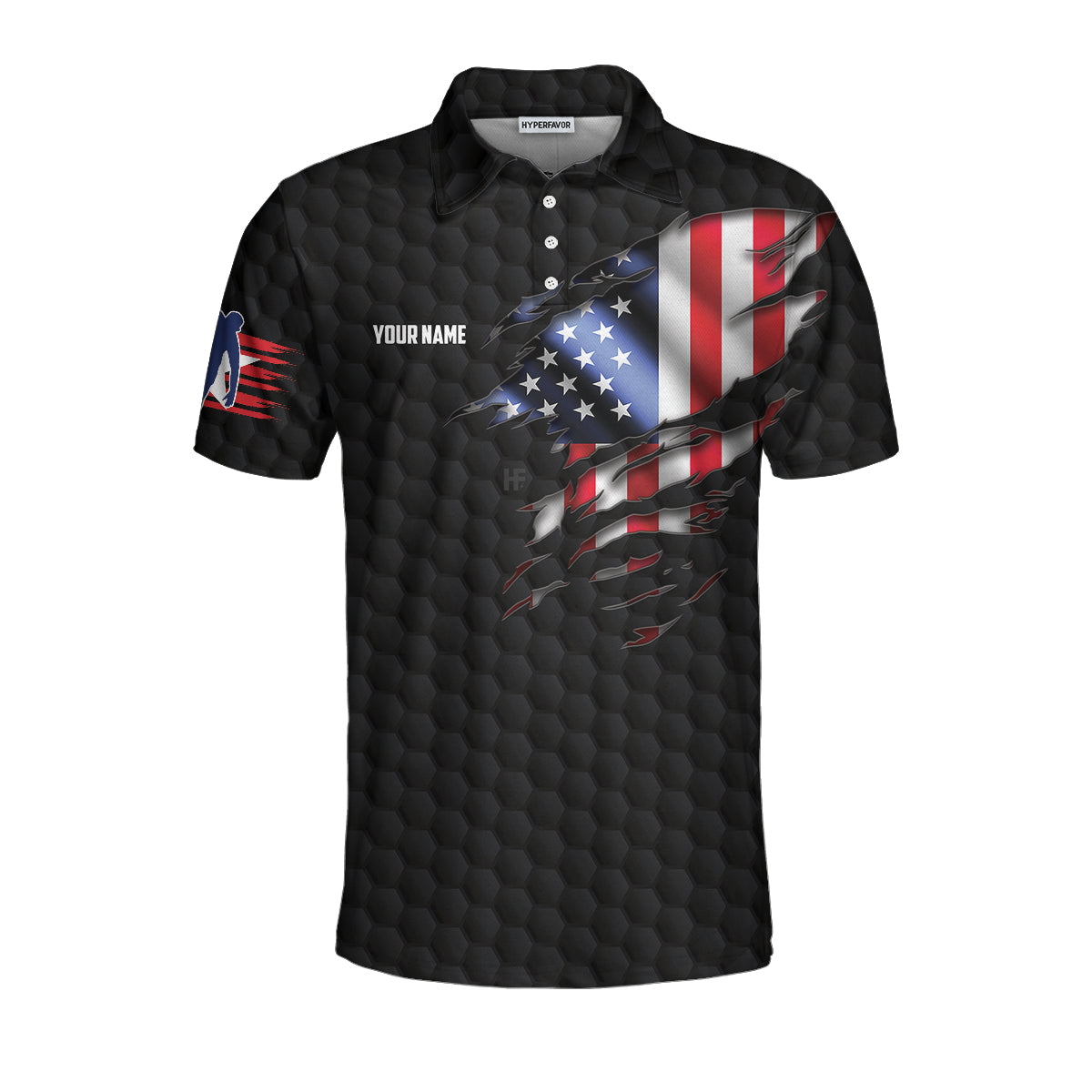 Black American Flag Bowling Custom Polo Shirt Personalized American Flag Bowling Shirt For Bowling Fans - 4