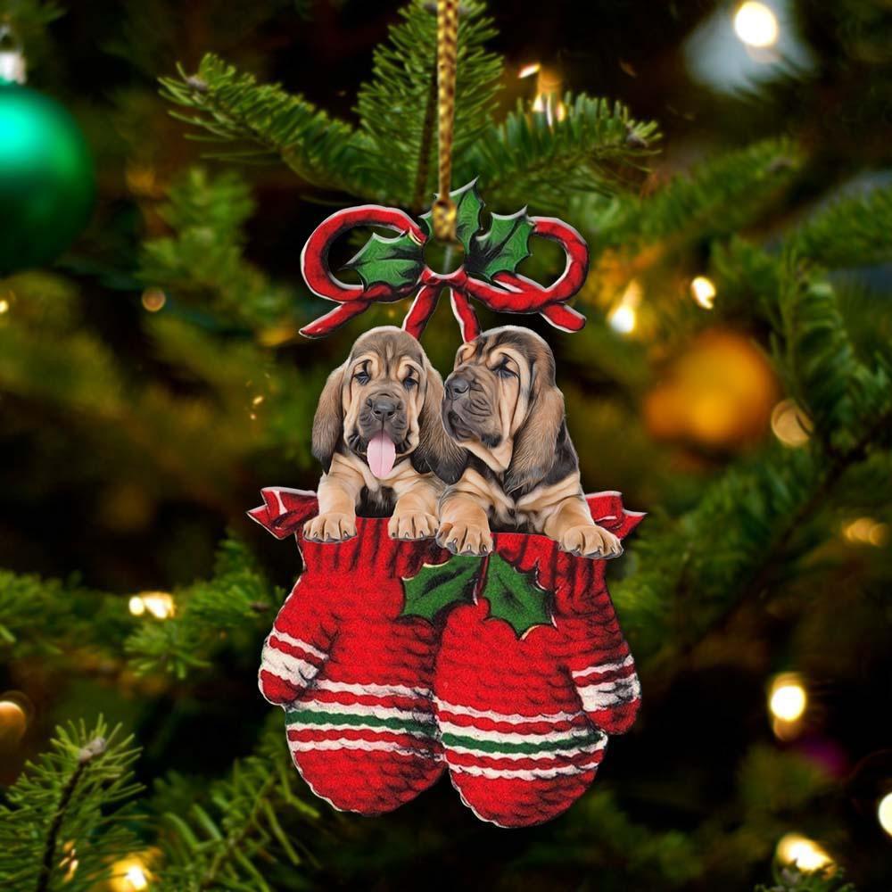 Bloodhound Inside Your Gloves Christmas Holiday Two Sided Ornament, Gift For Dog Lovers