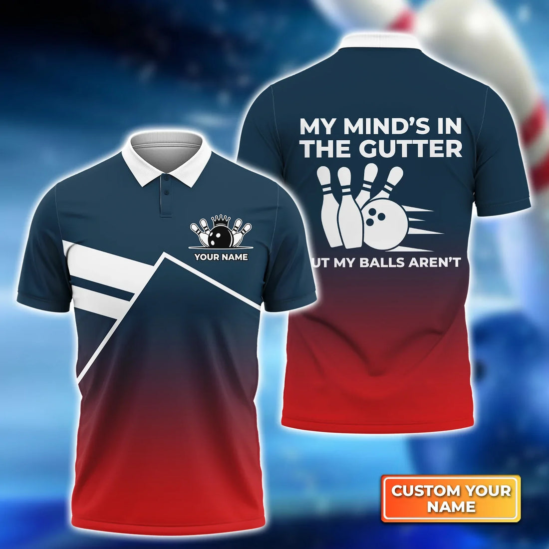 Bowling I'm On Strike Black 3D Polo Shirt, Men's Polo Shirt, Polo Shirt for Sport Team