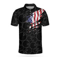 Bowling American Flag Short Sleeve Polo Shirt Bowling Ball Pattern USA Flag Polo Shirt Bowling Shirt For Men - 3