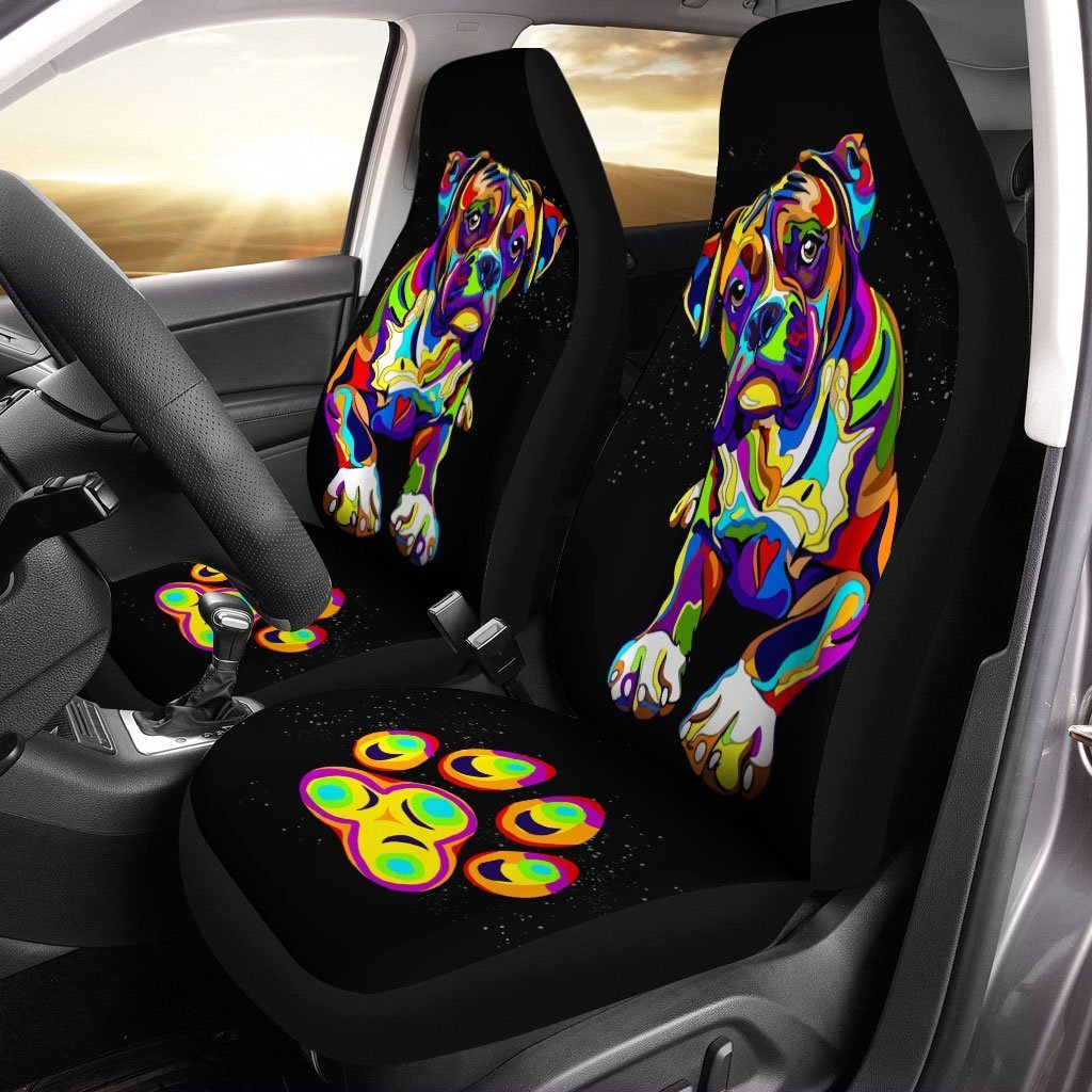 Boxer Dog Car Seat Covers Custom Abstract Custom Car Interior Accessories - Gearcarcover - 1