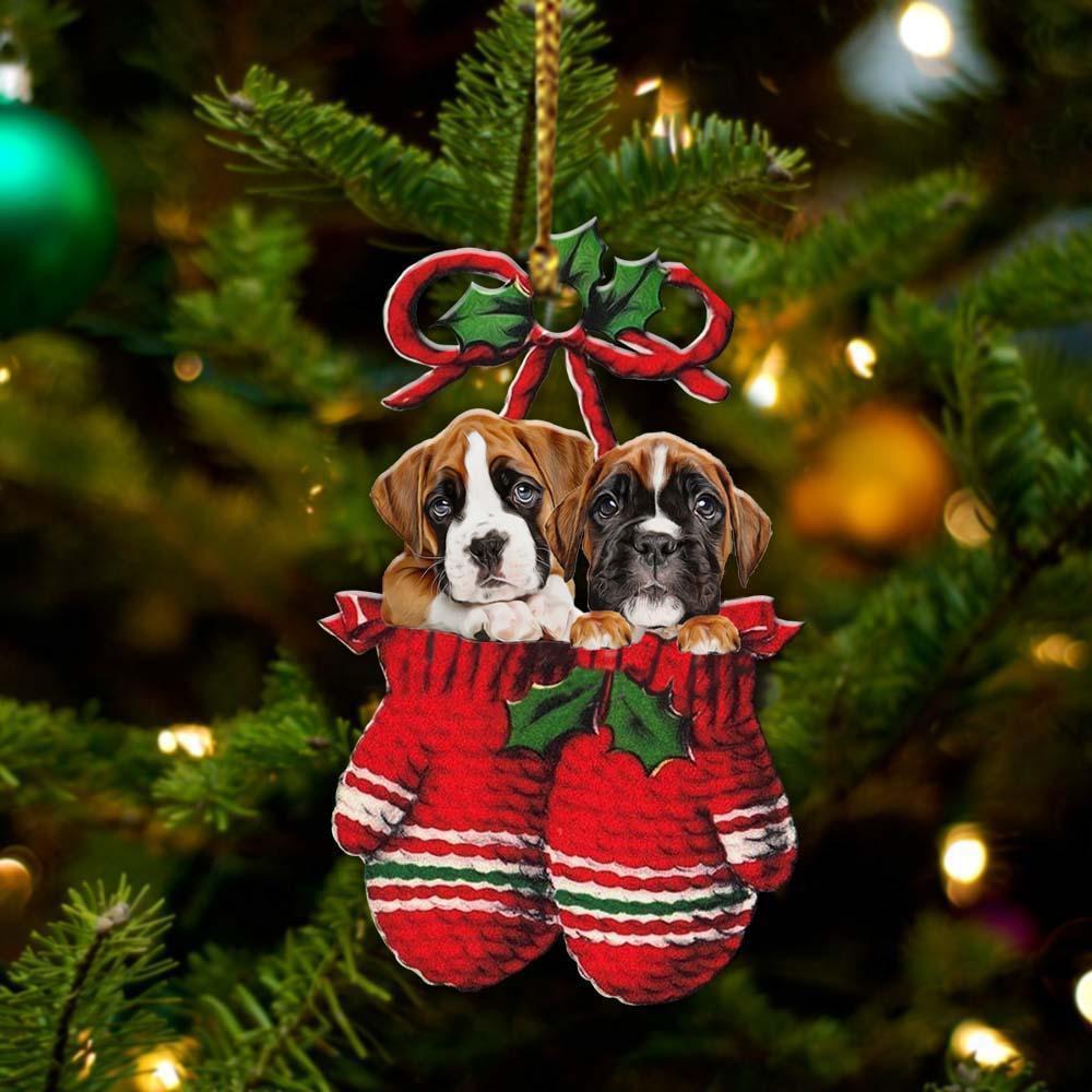 Boxer Inside Your Gloves Christmas Holiday Two Sided Ornament, Gift For Dog Lovers