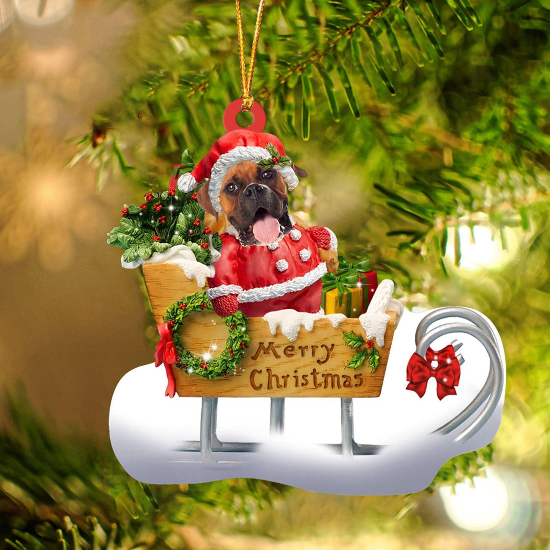 Boxer Merry Christmas Ornament, Gift For Dog Lover
