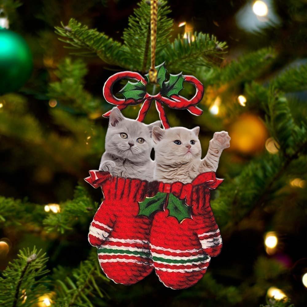 British Shorthair Inside Your Gloves Christmas Holiday Two Sided Ornament, Gift For Dog Lovers