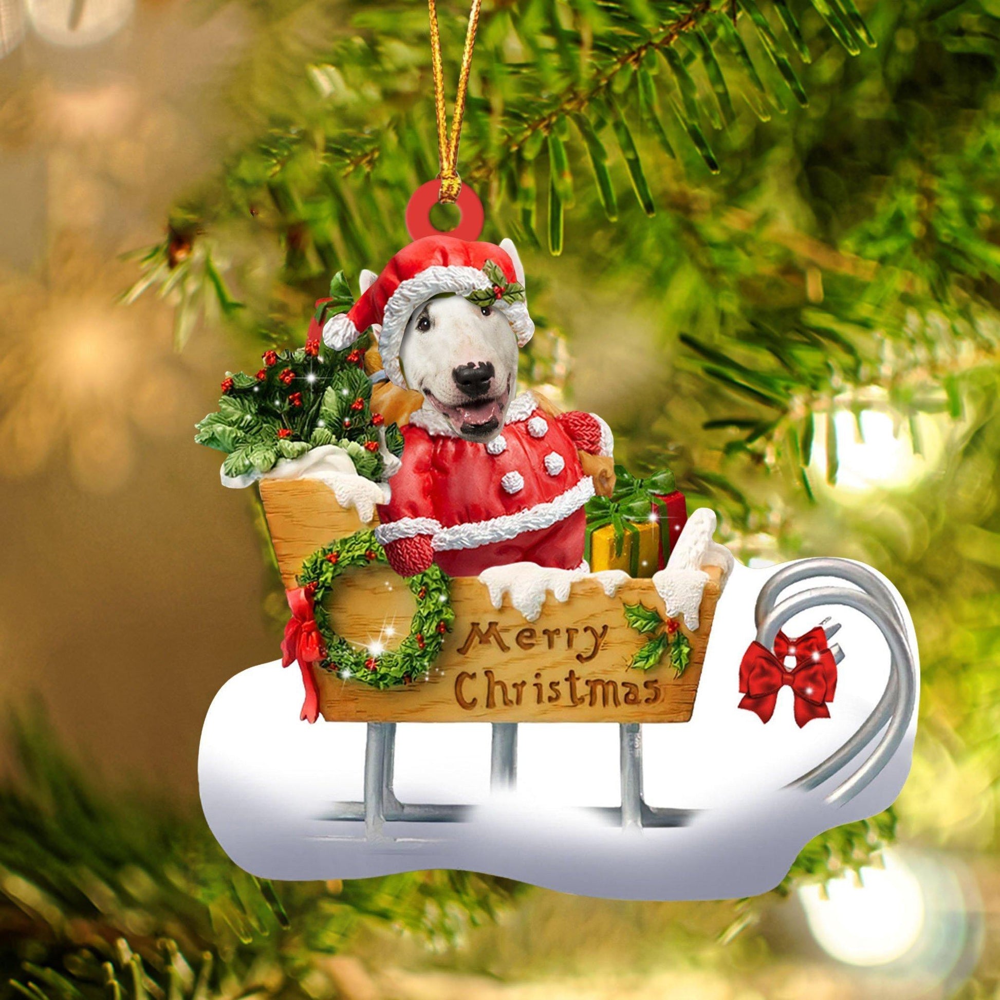 Bull Terrier Merry Christmas Ornament, Gift For Dog Lover