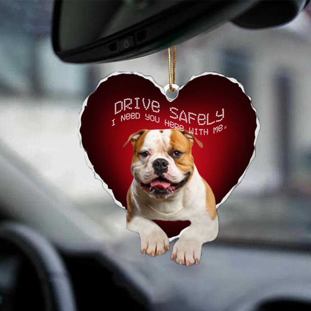 Bulldog Drive Safely Car Hanging Ornament, Gift For Dog Lover